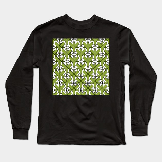 Art Deco Pattern no 75 - Green - Vintage Motif Long Sleeve T-Shirt by Millusti